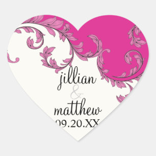 Modern Swirl Flourish Scroll Vintage Leaf Pattern Heart Sticker