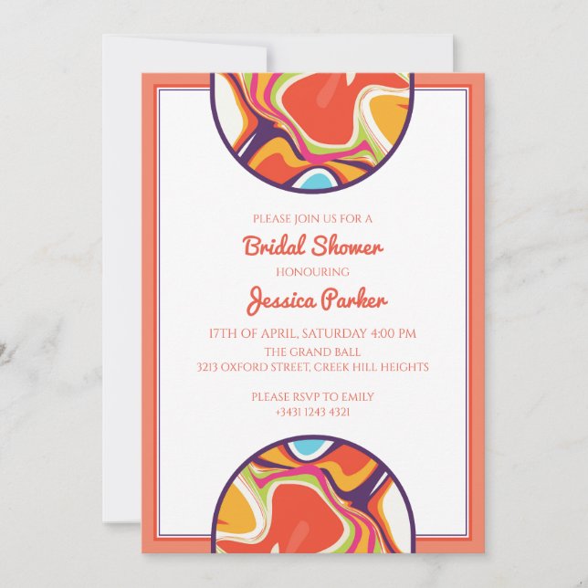 Modern Swirl Marble Liquid Bridal Shower Invitation (Front)