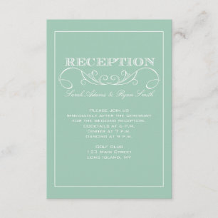 Modern Swirl Mint Wedding Reception Invitation
