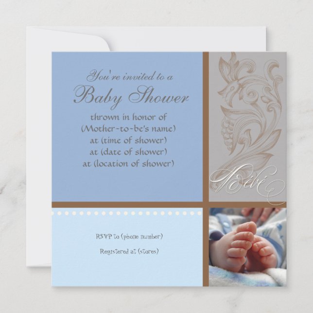 Modern Swirl n Polka Dot - Baby Boy Shower Invite (Front)