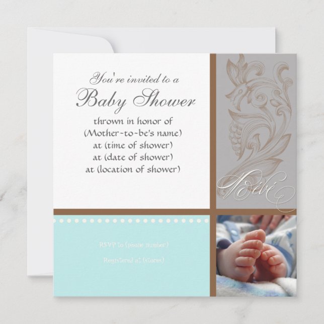 Modern Swirl n Polka Dot - Baby Boy Shower Invite (Front)