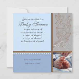 Modern Swirl n Polka Dot - Baby Boy Shower Invite
