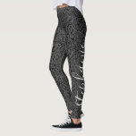 Modern swirl Pattern with Script Name black Leggings<br><div class="desc">Black, Charcoal Grey and White - A girly and feminine design with a marble swirl pattern. This subtle design has a modern look. If your art still needs to be adjusted, click on the Customize This button. This will take you to a design area where you can move things around...</div>