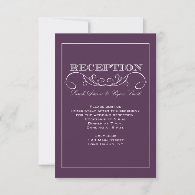 Modern Swirl Purple Reception Invitation (Front)