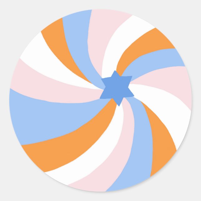 Modern Swirl Star of David Bar Bar Mitzvah Custom Classic Round Sticker (Front)