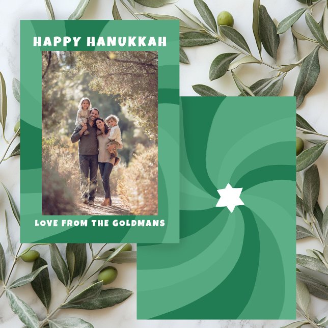 Modern Swirl Star of David HAPPY HANUKKAH CUSTOM Holiday Card (Modern Swirl Star of David HAPPY HANUKKAH CUSTOM Green Holiday Card
)