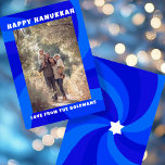 Modern Swirl Star of David HAPPY HANUKKAH CUSTOM Holiday Card<br><div class="desc">Perfect card to send for a Jewish celebration! Hand made art for you. FULLY CUSTOMIZABLE! Click on “Personalize” above to edit the text and add a photo. Click "edit using design tool" to adjust the fonts, colours and placements. Design is also available as digital download to send instantly and save...</div>