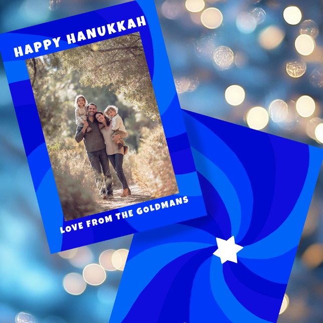 Modern Swirl Star of David HAPPY HANUKKAH CUSTOM Holiday Card (Modern Swirl Star of David HAPPY HANUKKAH CUSTOM Blue Holiday Card
)