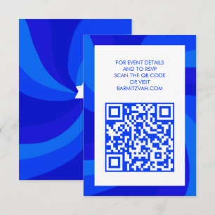 Modern Swirl Star of David QR Code Bar Bat Mitzvah Enclosure Card