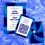Modern Swirl Star of David QR Code Bar Bat Mitzvah Enclosure Card<br><div class="desc">Perfect enclosure or RSVP card for a bat mitzvah, bar mitzvah or other Jewish celebration! Hand made art for you. FULLY CUSTOMIZABLE! Click on “Personalize” above to edit the text and add your link to the QR code. Click "edit using design tool" to adjust the fonts, colours and placements and...</div>