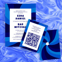 Modern Swirl Star of David QR Code Bar Bat Mitzvah