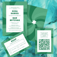 Modern Swirl Star of David QR Code Bar Bat Mitzvah