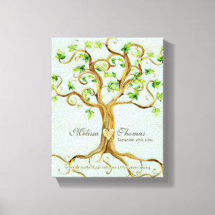 Modern Swirl Tree Roots Leaf Antique Parchment Canvas Print