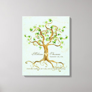 Modern Swirl Tree Roots Leaf Antique Parchment Canvas Print