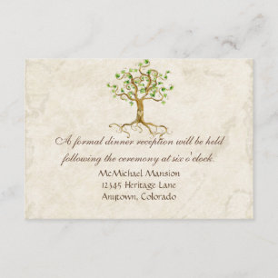 Modern Swirl Tree Roots Leaf Antique Parchment Enclosure Card