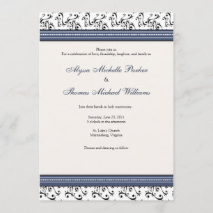 Modern Swirl Wedding Invitation (Navy)