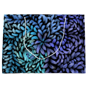 Modern swirling teal and blue petals  large gift bag
