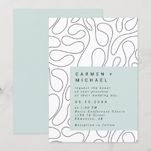 Modern Swirls Background Box green Contemporary Invitation