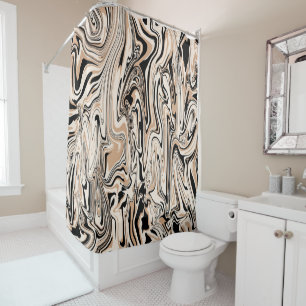 Modern Swirls Watercolor Brown Black Pattern