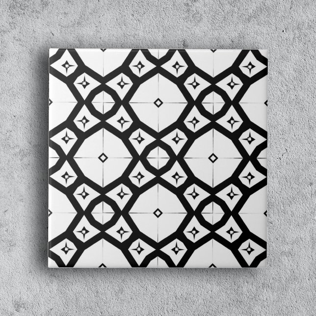 Modern Symmetrical Geometric Black and White  Tile (Creator Uploaded)