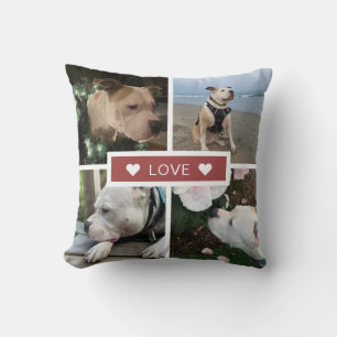 Modern Sympathy Pet Photos Collage Throw Pillow