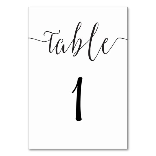 Modern Table Number Card Script Wedding Reception Zazzle Ca