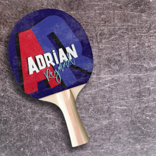 Modern Table Tennis Player Cool Monogram Ping Pong Paddle