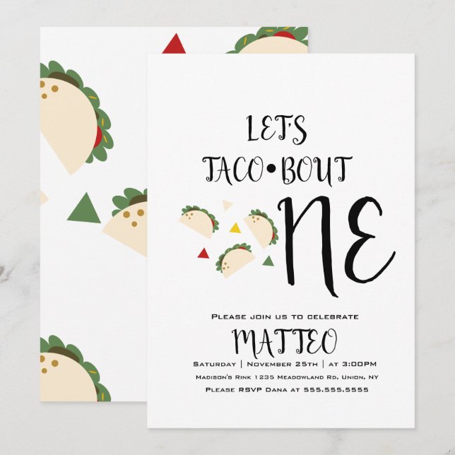 Modern Taco First Birthday Big One Invitation (Front/Back)