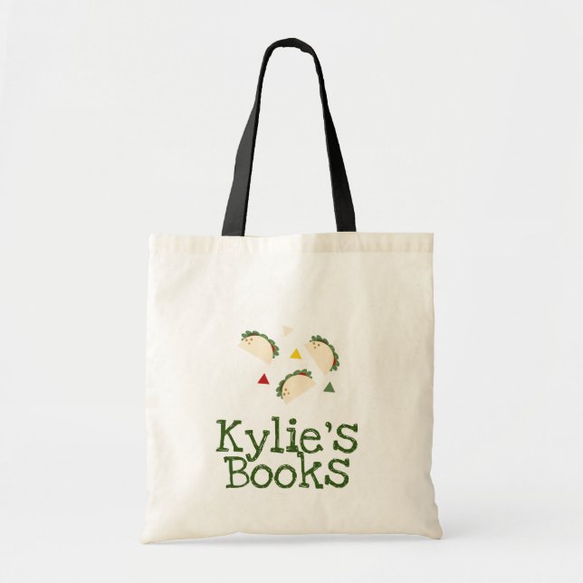 Modern Tacos Confetti Library Books Tote Bag (Front)