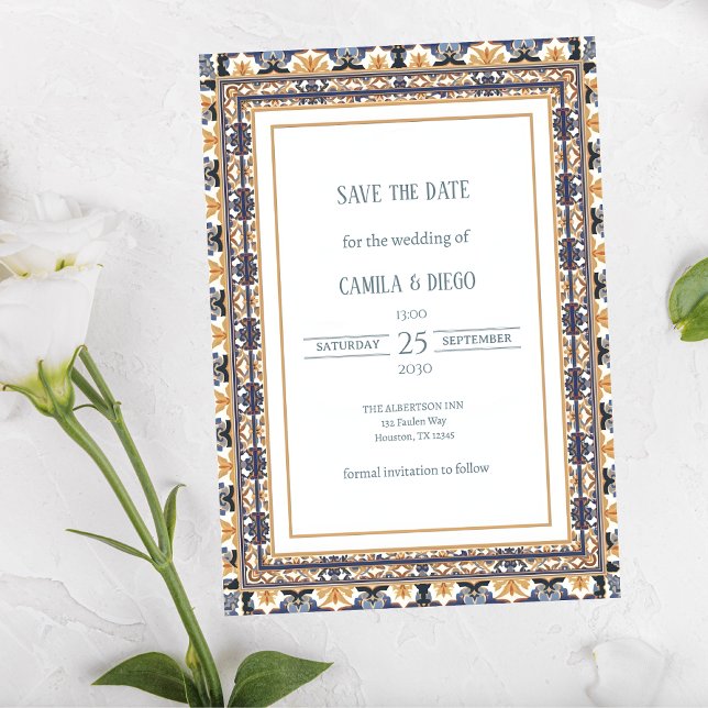 Modern Talavera Heritage Elegant Save the Date (Creator Uploaded)