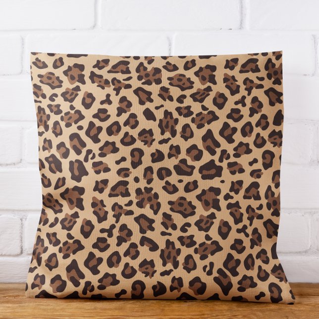 Modern Tan and Brown Leopard Spot Throw Pillow (Modern Tan and Brown Leopard Spot Outdoor Pillow)