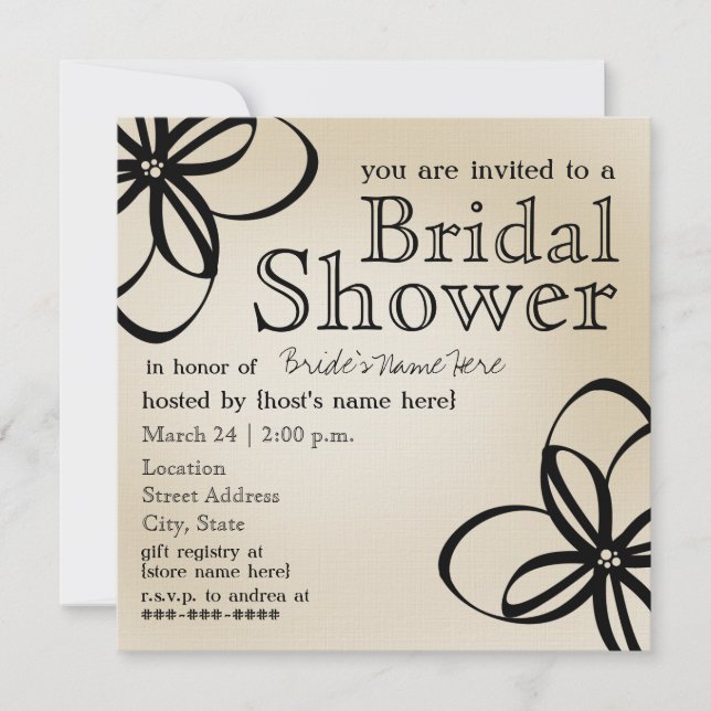Modern Tan & Black Bridal Shower Invite (Front)