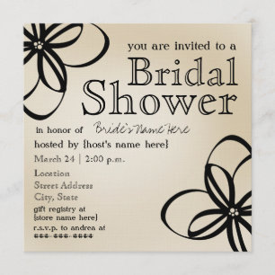 Modern Tan & Black Bridal Shower Invite