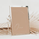Modern Tan Calligraphy One Table Number<br><div class="desc">Designed to coordinate with for the «Arches Minimalist» Wedding Invitation Collection. To change details,  click «Details». To move the text or change the size,  font,  or colour,  click «Edit using Design Tool». View the collection link on this page to see all of the matching items in this beautiful design.</div>