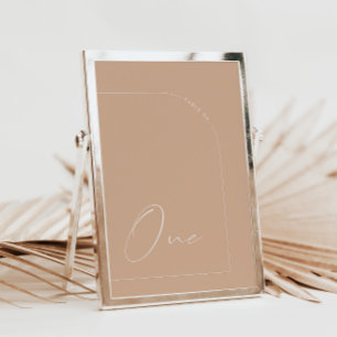 Modern Tan Calligraphy One Table Number