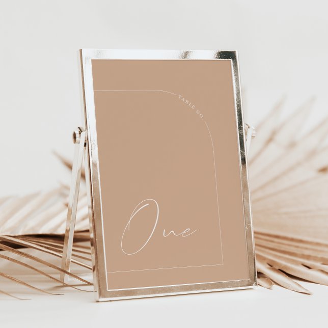 Modern Tan Calligraphy One Table Number (Creator Uploaded)