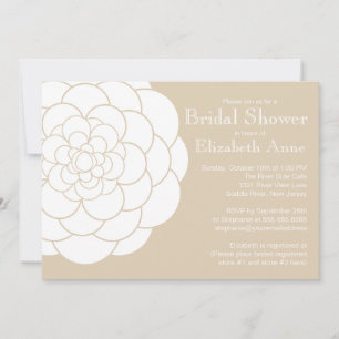 Modern Tan Dahlia Bloom Floral Bridal Shower Invitation