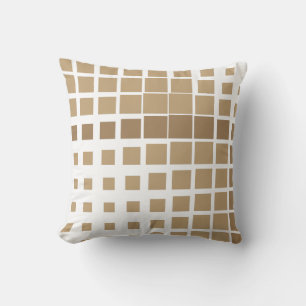 Modern Tan Gold Deconstructed Plaid Abstract Geome Throw Pillow