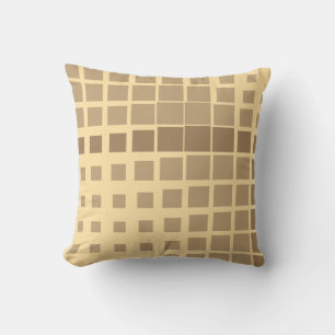 Modern Tan Gold Deconstructed Plaid Abstract Geome Throw Pillow