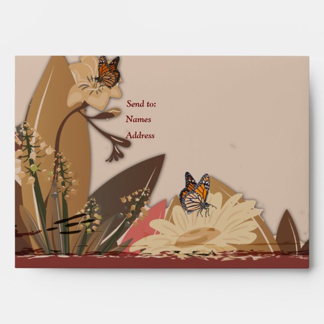 Modern Tan - Marsala-wine tone stripes Envelopes (Front)