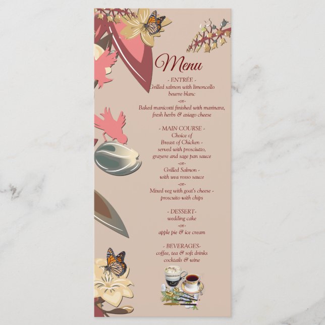 Modern Tan - Marsala-wine tone stripes Menu (Front)