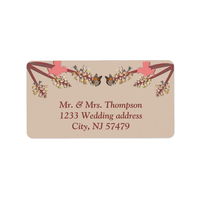 Modern Tan - Marsala-wine tone Wedding Labels (Front)