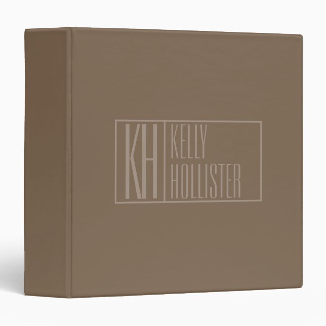 Modern, Tan on Brown, Initials & Name Logo Binder (Front/Spine)