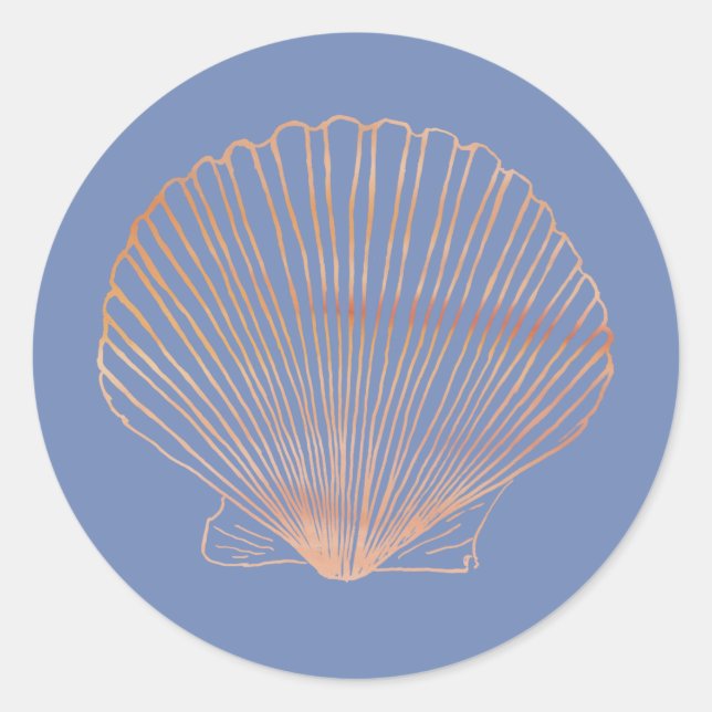 Modern Tan Scallop Shell Classic Round Sticker (Front)