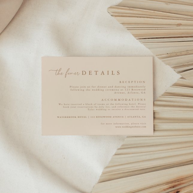 Modern Tan Script Wedding Details Enclosure Card (Creator Uploaded)