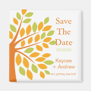 Modern Tangerine Tree Save The Date Magnet