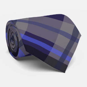 Modern Tartan Blue Gray Black Pattern Tie
