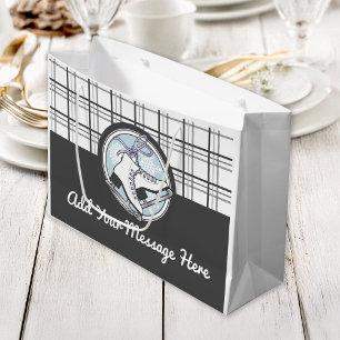 Modern Tartan Ice Skating Large Gift Bag