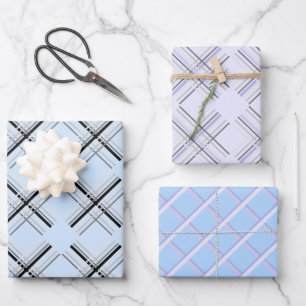 Modern Tartan In Blue White And Black Wrapping Paper Sheet
