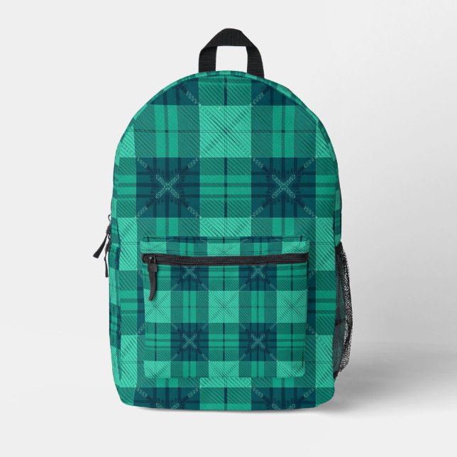 Modern Tartan Plaid Green Backpack (Front)